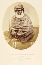 J. Forbes Watson著、The People of IndiaのMaochdan農業専門家、Gogaira、MooltanのBelochが1868年に出版（アルブメンプリント）